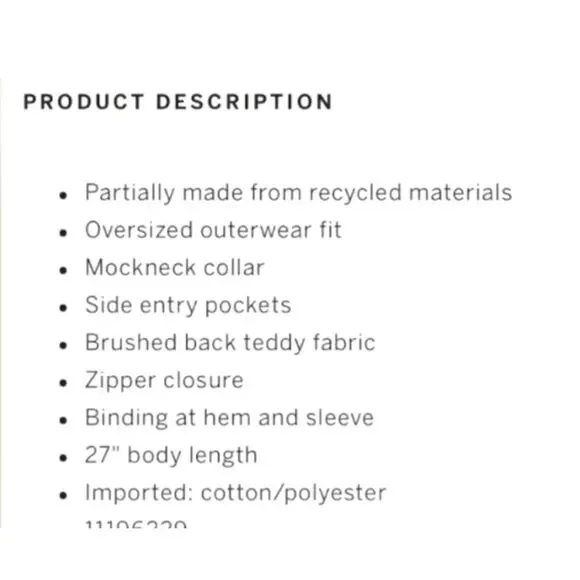 Victoria’s Secret PINK Black Sherpa NWT full zip soft teddy jacket mock neck poc - Picture 10 of 11